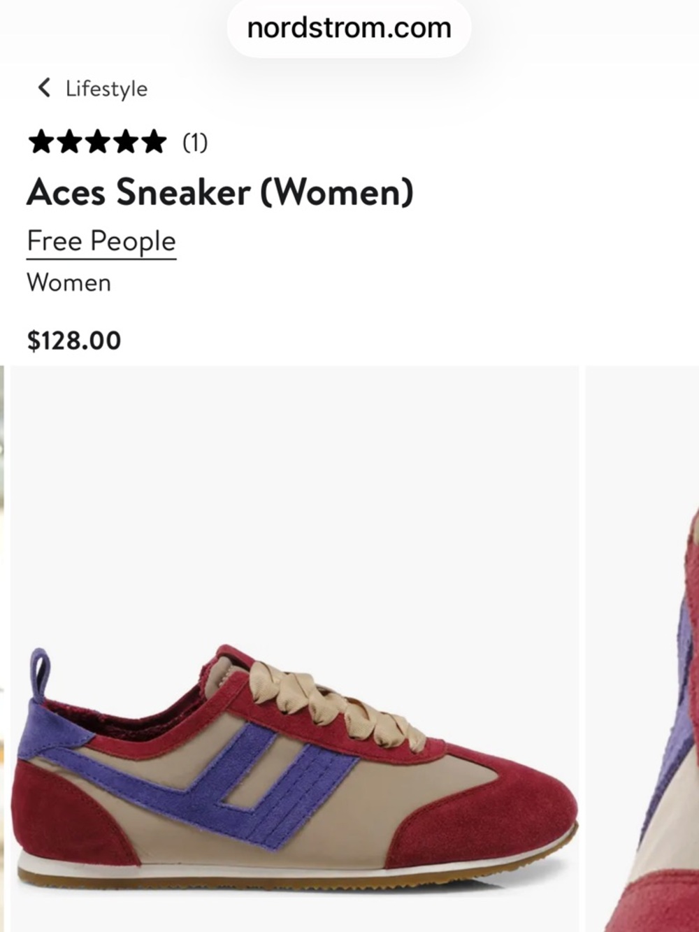 Free People Burgundy and Blue Womens Sneakers